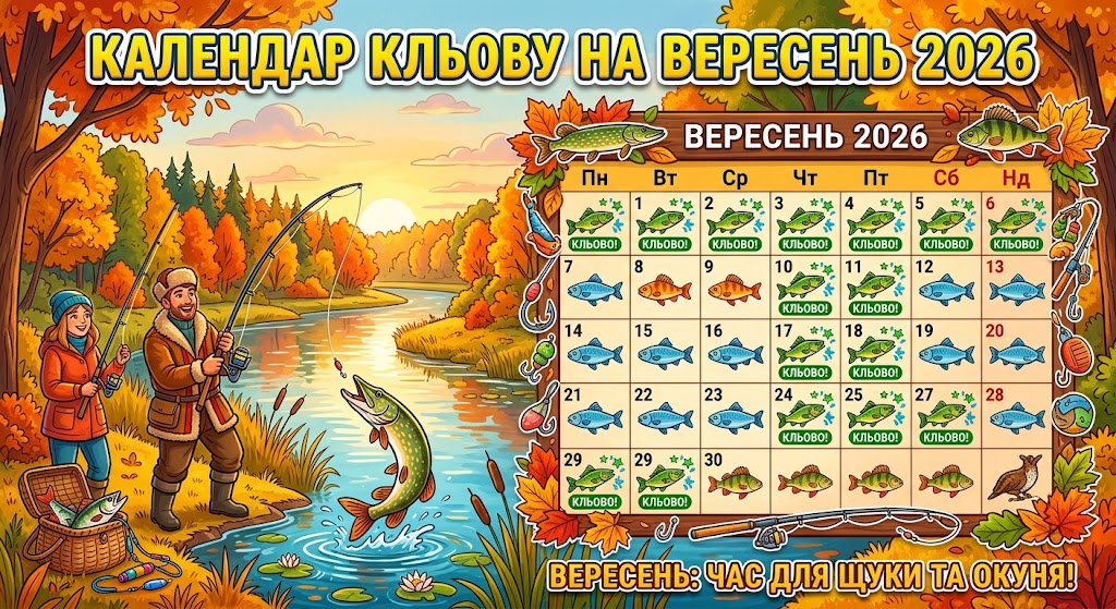 Календар кльову на вересень 2026