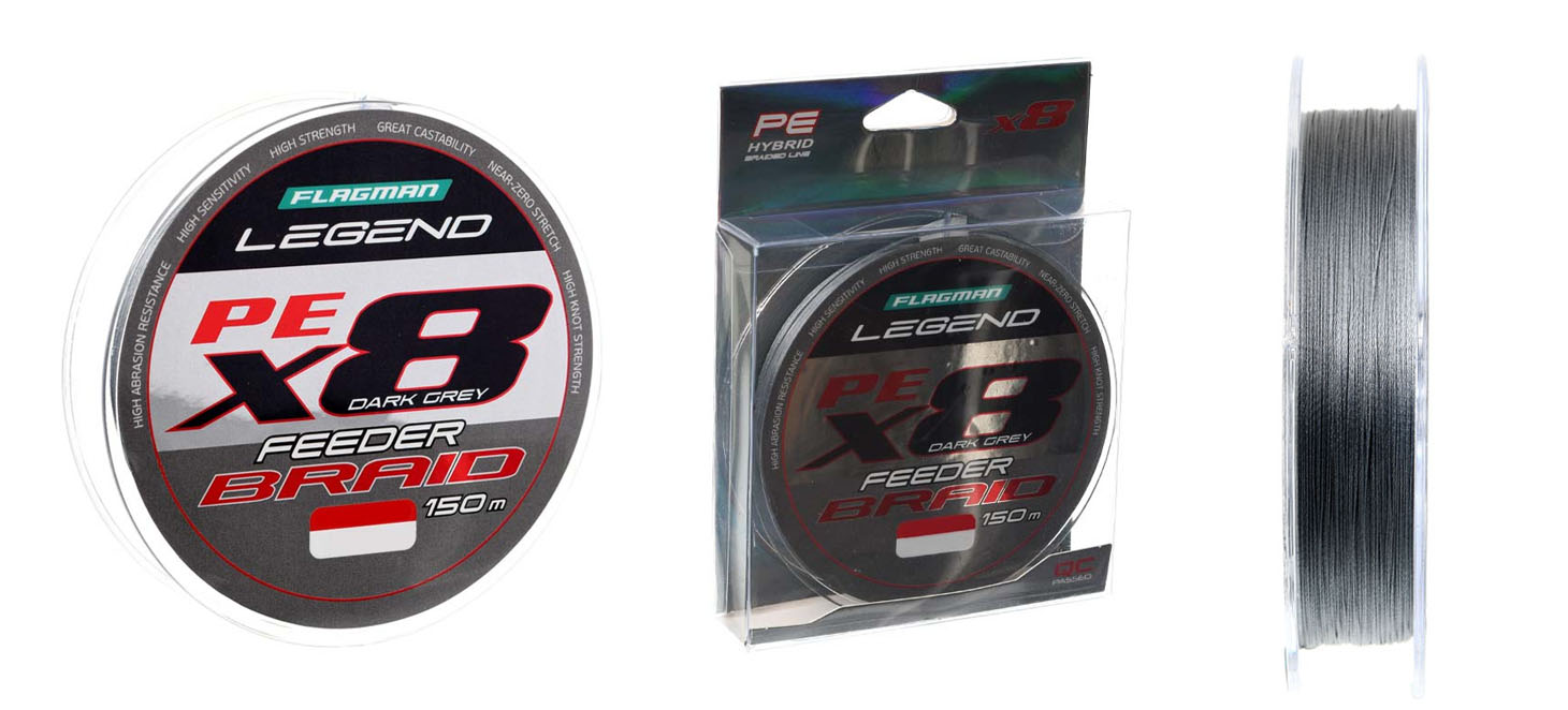 Шнур Flagman Legend Feeder Braid X8 Dark Grey 150м Шнур Flagman S River PE Braid Hybrid F4 Feeder 150м Moss Green 0.20мм
